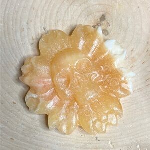 Yellow Calcite Flower Skull